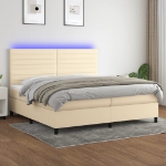 Letto a Molle Materasso e LED bianco 200x200cm in Tessuto