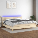 Letto a Molle Materasso e LED bianco 200x200cm in Tessuto