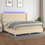 Letto a Molle Materasso e LED bianco 200x200cm in Tessuto