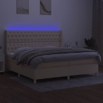 Letto a Molle Materasso e LED bianco 200x200cm in Tessuto