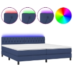 Letto a Molle Materasso e LED Blu 200x200cm in Tessuto