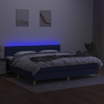 Letto a Molle Materasso e LED Blu 200x200cm in Tessuto