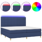 Letto a Molle Materasso e LED Blu 200x200cm in Tessuto