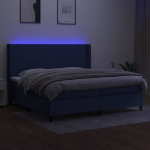 Letto a Molle Materasso e LED Blu 200x200cm in Tessuto