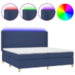 Letto a Molle Materasso e LED Blu 200x200cm in Tessuto