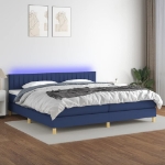 Letto a Molle Materasso e LED Blu 200x200cm in Tessuto