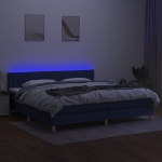 Letto a Molle Materasso e LED Blu 200x200cm in Tessuto