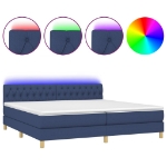 Letto a Molle Materasso e LED Blu 200x200cm in Tessuto