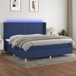 Letto a Molle Materasso e LED Blu 200x200cm in Tessuto