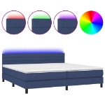 Letto a Molle Materasso e LED Blu 200x200cm in Tessuto