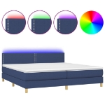 Letto a Molle Materasso e LED Blu 200x200cm in Tessuto