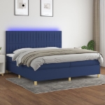 Letto a Molle Materasso e LED Blu 200x200cm in Tessuto