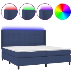 Letto a Molle Materasso e LED Blu 200x200cm in Tessuto