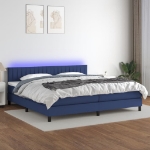 Letto a Molle Materasso e LED Blu 200x200cm in Tessuto