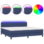 Letto a Molle Materasso e LED Blu 200x200cm in Tessuto