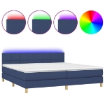 Letto a Molle Materasso e LED Blu 200x200cm in Tessuto