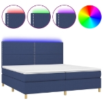 Letto a Molle Materasso e LED Blu 200x200cm in Tessuto