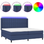 Letto a Molle Materasso e LED Blu 200x200cm in Tessuto