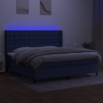 Letto a Molle Materasso e LED Blu 200x200cm in Tessuto