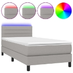 Letto a Molle Materasso e LED Grigio Chiaro 100x200 cm Tessuto