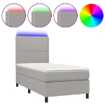 Letto a Molle Materasso e LED Grigio Chiaro 100x200 cm Tessuto