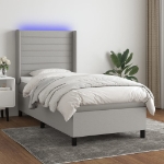 Letto a Molle Materasso e LED Grigio Chiaro 100x200 cm Tessuto