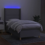 Letto a Molle Materasso e LED Grigio Chiaro 100x200 cm Tessuto