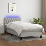 Letto a Molle Materasso e LED Grigio Chiaro 100x200 cm Tessuto