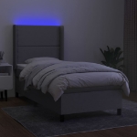 Letto a Molle Materasso e LED Grigio Chiaro 100x200 cm Tessuto