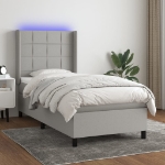 Letto a Molle Materasso e LED Grigio Chiaro 100x200 cm Tessuto