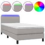 Letto a Molle Materasso e LED Grigio Chiaro 100x200 cm Tessuto