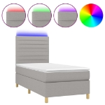 Letto a Molle Materasso e LED Grigio Chiaro 100x200 cm Tessuto