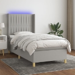 Letto a Molle Materasso e LED Grigio Chiaro 100x200 cm Tessuto