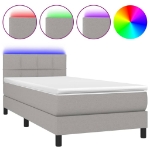 Letto a Molle Materasso e LED Grigio Chiaro 100x200 cm Tessuto