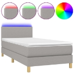 Letto a Molle Materasso e LED Grigio Chiaro 100x200 cm Tessuto