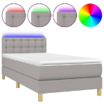 Letto a Molle Materasso e LED Grigio Chiaro 100x200 cm Tessuto