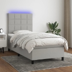 Letto a Molle Materasso e LED Grigio Chiaro 100x200 cm Tessuto