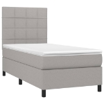 Letto a Molle Materasso e LED Grigio Chiaro 100x200 cm Tessuto