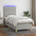 Letto a Molle Materasso e LED Grigio Chiaro 100x200 cm Tessuto