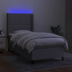 Letto a Molle Materasso e LED Grigio Chiaro 100x200 cm Tessuto