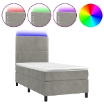 Letto a Molle Materasso e LED Grigio Chiaro 100x200 cm Velluto