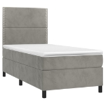 Letto a Molle Materasso e LED Grigio Chiaro 100x200 cm Velluto