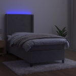 Letto a Molle Materasso e LED Grigio Chiaro 100x200 cm Velluto