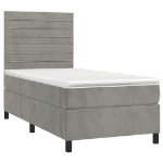 Letto a Molle Materasso e LED Grigio Chiaro 100x200 cm Velluto