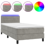 Letto a Molle Materasso e LED Grigio Chiaro 100x200 cm Velluto