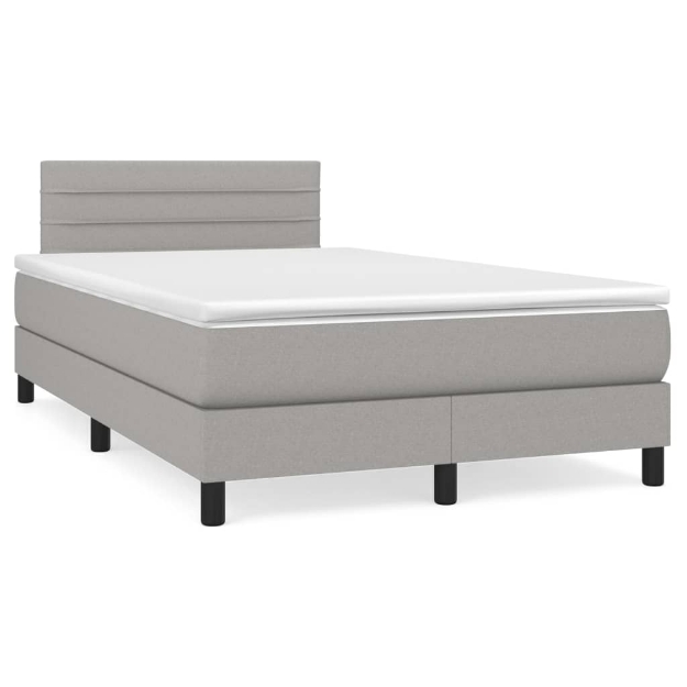 Letto a Molle Materasso e LED Grigio Chiaro 120x190 cm Tessuto