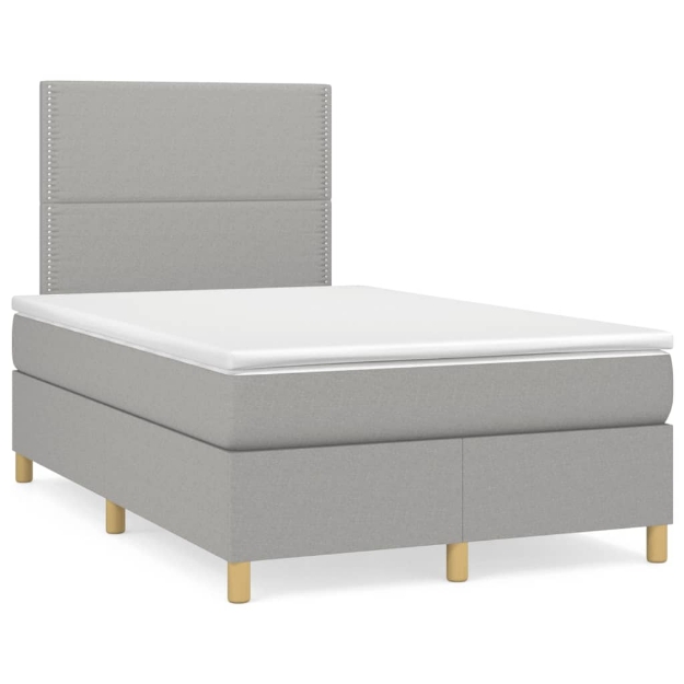 Letto a Molle Materasso e LED Grigio Chiaro 120x190 cm Tessuto