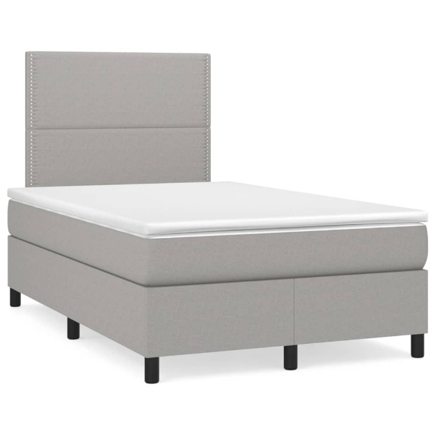 Letto a Molle Materasso e LED Grigio Chiaro 120x190 cm Tessuto