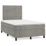 Letto a Molle Materasso e LED Grigio Chiaro 120x190 cm Velluto