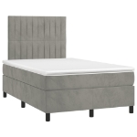 Letto a Molle Materasso e LED Grigio Chiaro 120x190 cm Velluto